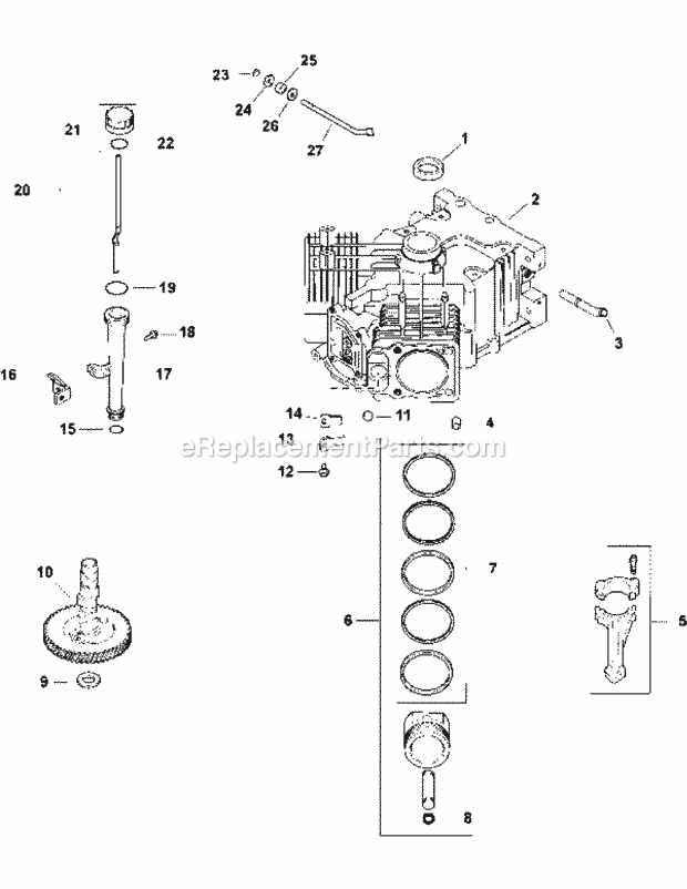 Kohler Cv730-0055 Crankcase Diagram and Parts List for M48-KH 53AH8CT2050 Cub Cadet Sprayer